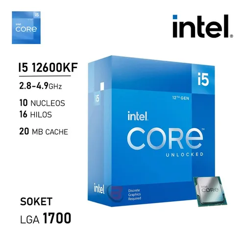 Intel Core i5 12600KF 10 NUCLEOS 16 HILOS 4.9GHZ DESBLOQUEADO