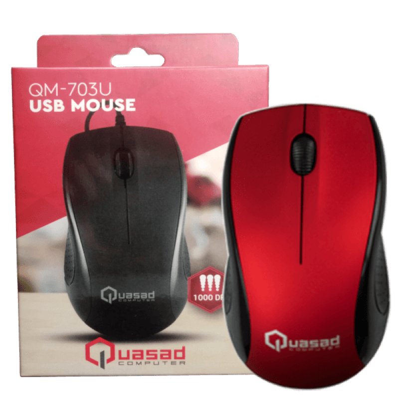 MOUSE QUASAD QM-703U ALAMBRICO RED