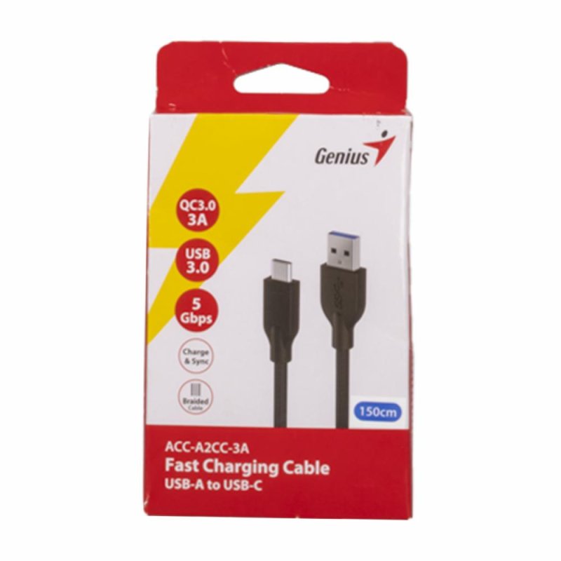 CABLE GENIUS ACC-C2CC TIPO C - C/CARGA RAPIDA/NYLON TRENZADO/1,5M